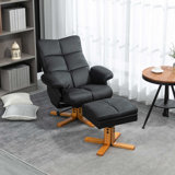 Lahens Upholstered Swivel Recliner with Footstool