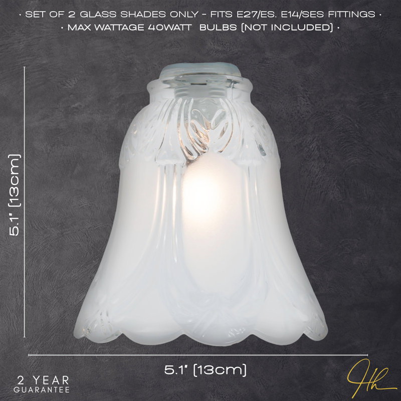 13cm H Glass Lamp Shade in White