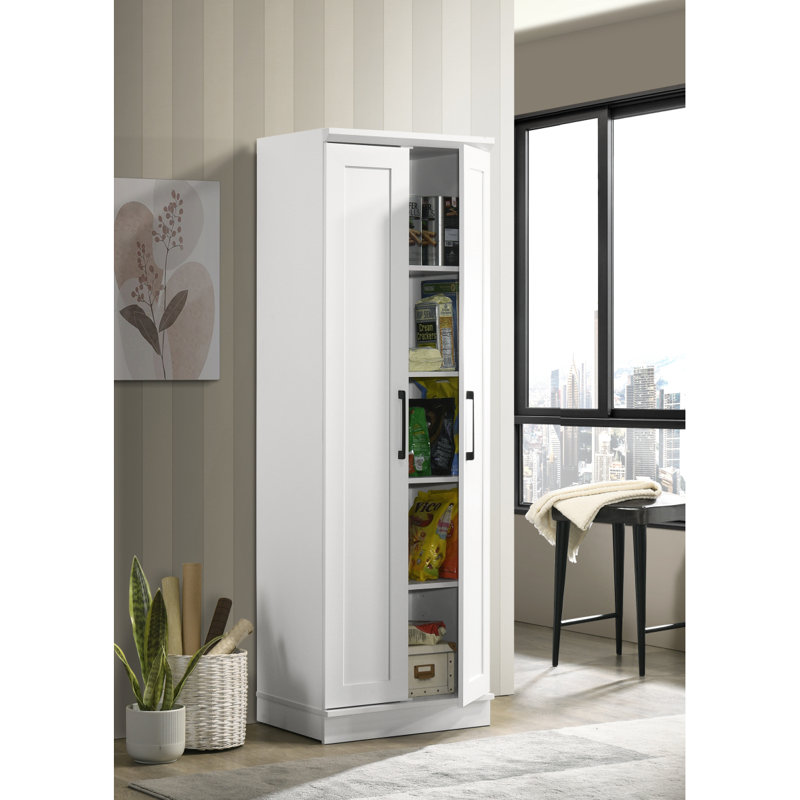 Evelyn 23" White Sleek Storage Cabinet With Framed Panel Design