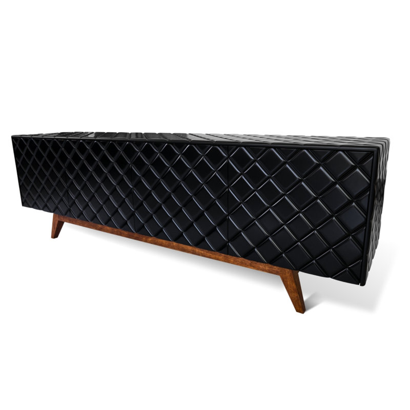 Buffet en bois massif 81 po, Noir mat