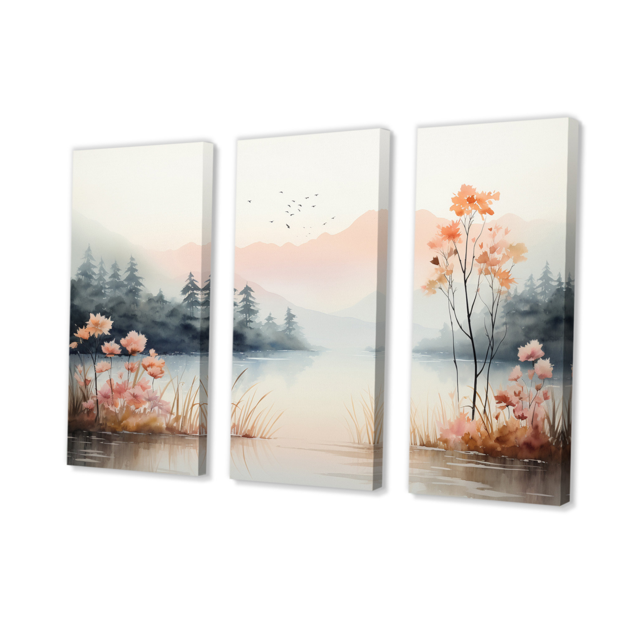 Millwood Pines Tranquil Nature II On Canvas 3 Pieces Print | Wayfair