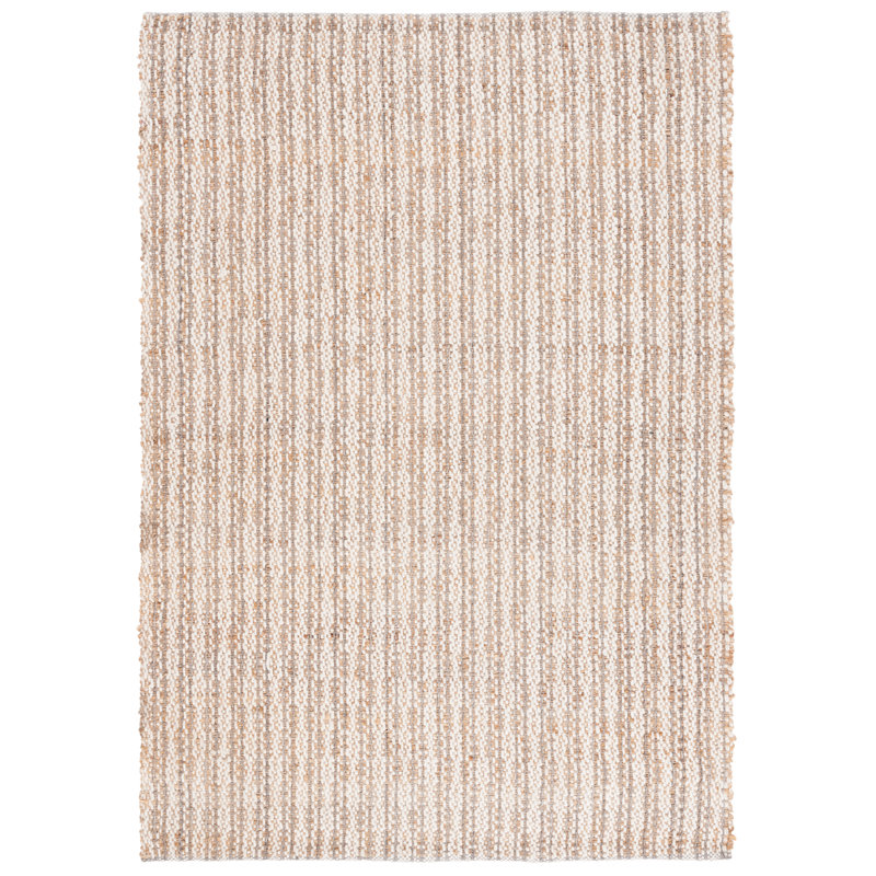 Natural Fiber 225 Hand Loomed Jute/Wool/Pet Striped Rug in Natural/Ivory, Rectangle 8' x 10'