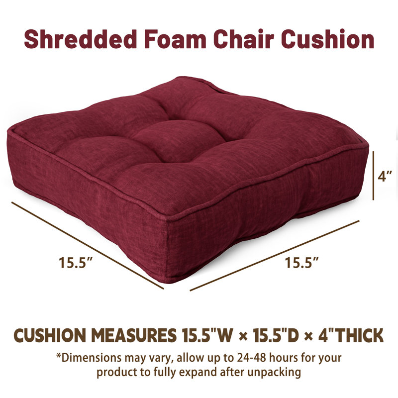 Indoor Thick Sponge Seat Cushions (Set of 4), Burgundy