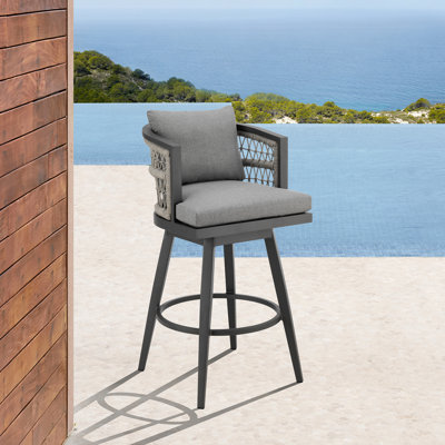 Tabouret d'extérieur en métal avec coussin Harleigh