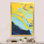 Art de marbre bleu foncé et jaune III, reproduction d'art sur toile