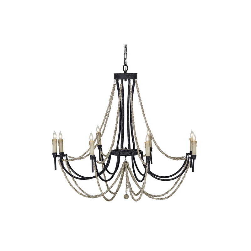 Percy 8 - Light Candle Style Empire Chandelier with Beaded Accents
