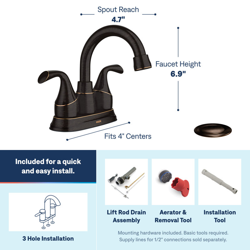 Robinet de salle de bain central avec bonde Idora, Bronze méditerranéen