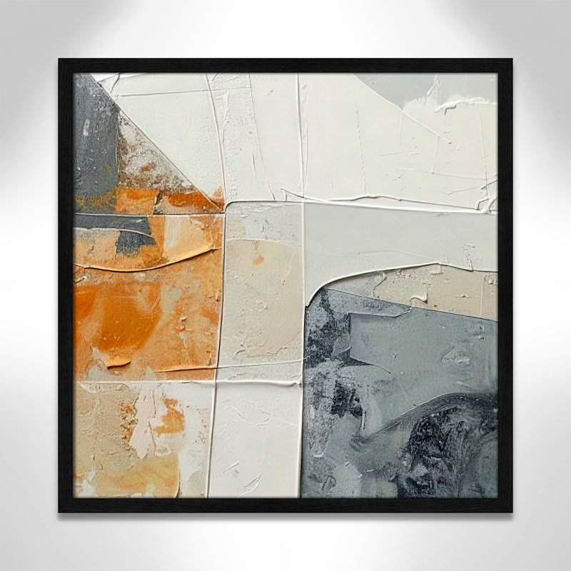 «Plastered II» par Alonza Saunders, Grain de bois noir, L 23,5 po x H 23,5 po, Framed Print
