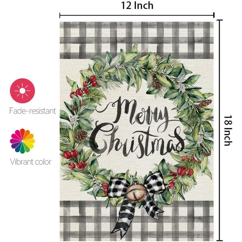 Merry Christmas Garden Flag, H 18 po x l 12 po