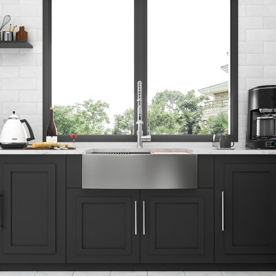 Double Bowl(50/50) Farmhouse Sink Workstation - 33 Inch Kitchen Sink Stainless Steel 16 Gauge Apron Front Kitchen Sink