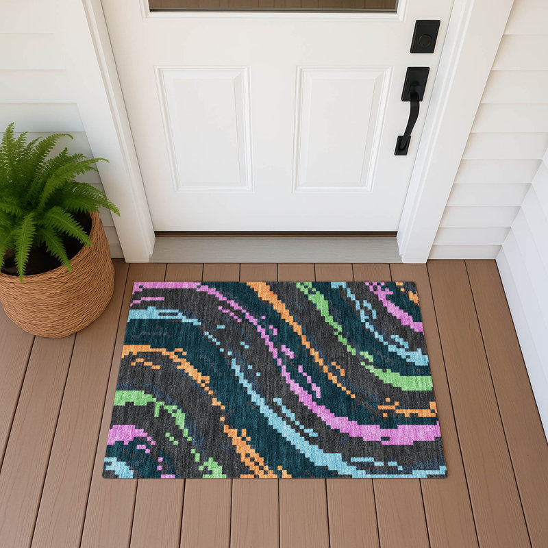 Machine Washable Indoor/Outdoor Chantille ACN2828 Kids Rug, Graphite, 2'6" x 3'10"