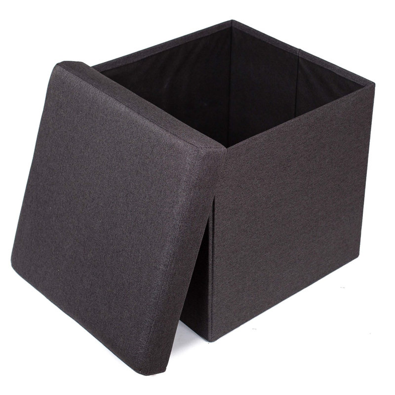 BirdRock Home 16x16 Folding Upholstered Ottoman, Charcoal, Charcoal