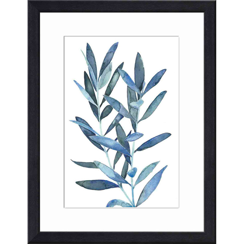 Reproduction d'art encadrée, «Indigo Leaves III», Noir, H 12 po x l 18 po