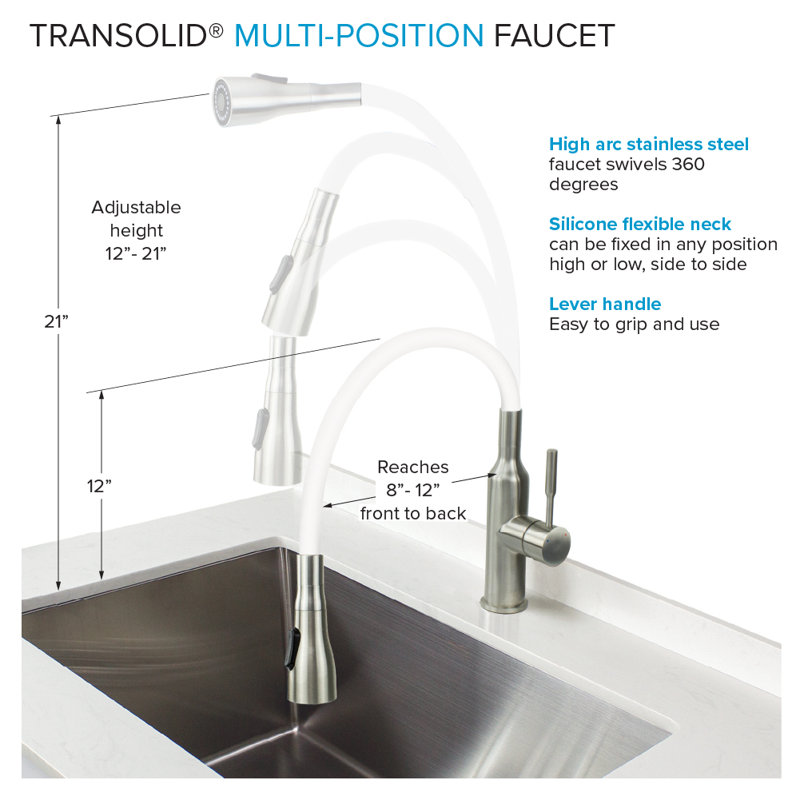 Flexible Multi-Function Faucet Single-Hole Laundry Faucet, Brushed Nickel/White