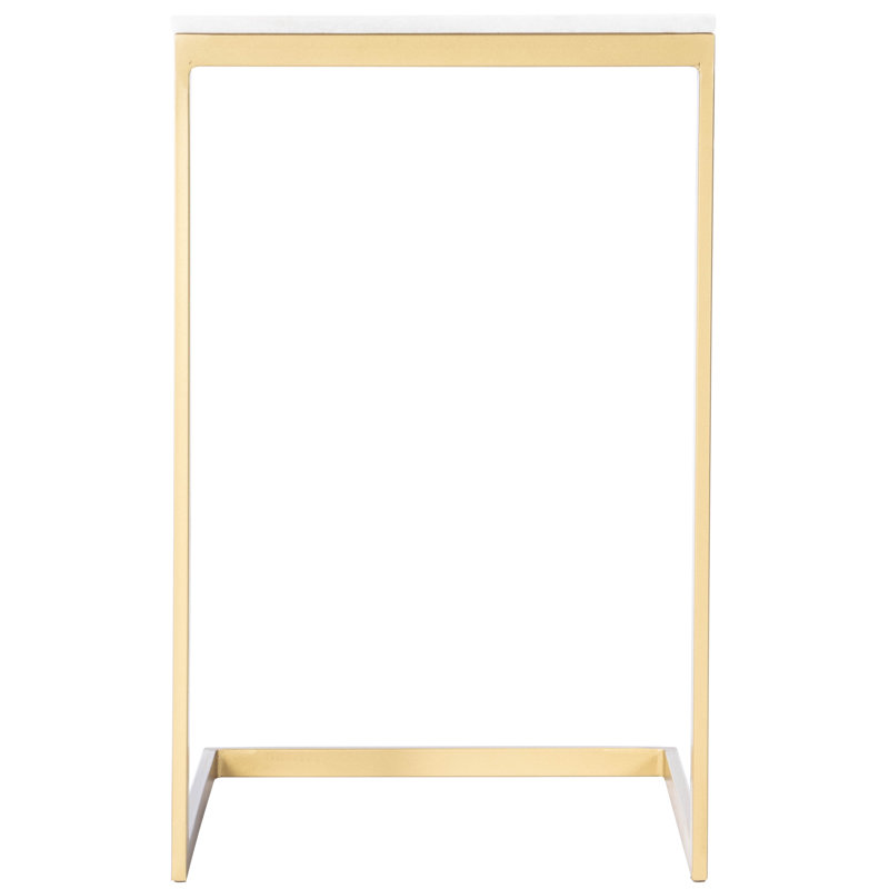 Lawler Marble C- Side Table, White Top/Gold Base