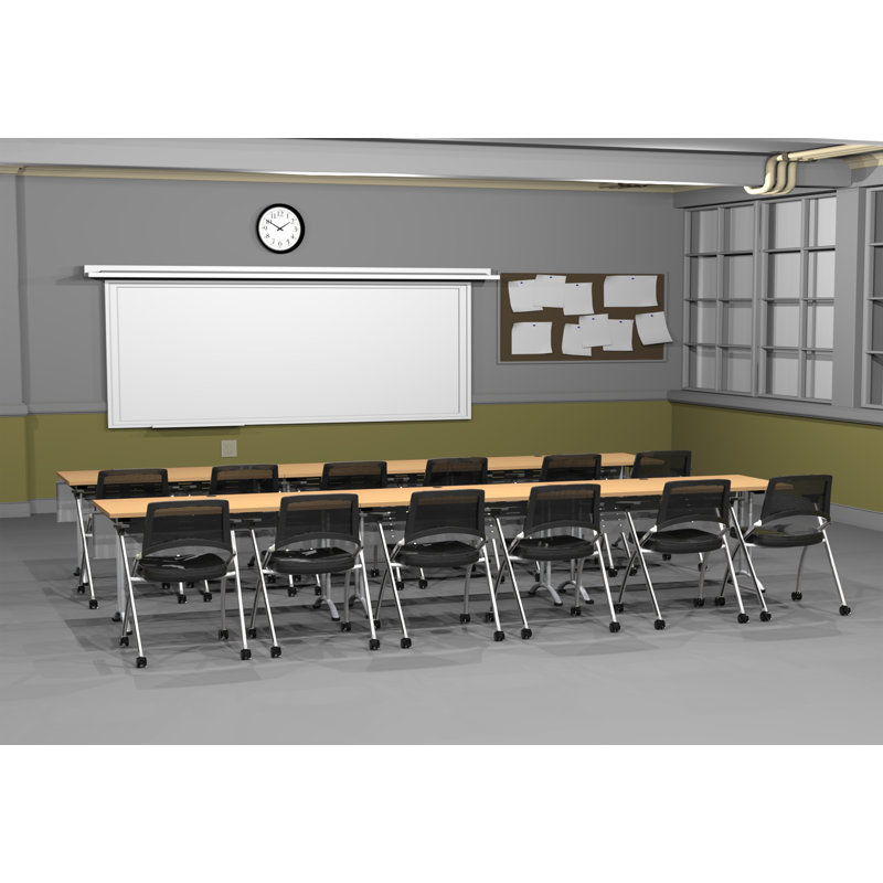 12 Person Training Meeting Seminar Tables with Modesty Panels and 12 Chairs Complete Set