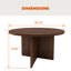 Table basse ronde rustique Heranda 35,4 po, table centrale en bois avec base en forme de croix pour salon-934848199