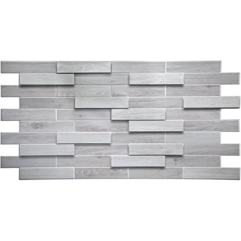 Panneau mural 3D 19 po x 39 po (paquet de 5), Blanc / gris
