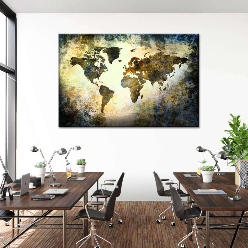 «Earthy Texture World Map», reproduction sur toile, H 24 po x l 36 po x P 1,25 po