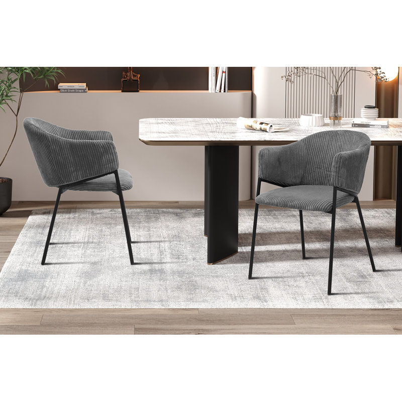 Phuket 47.5cm H Upholstered Metal Side Chair, Dark Grey