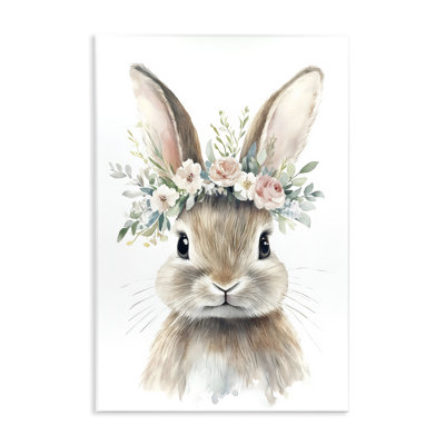 Flower Adorned Baby Rabbit Wall Plaque, design by Creative Studio