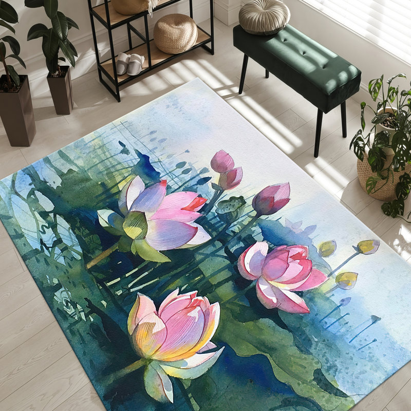 Soft Non-Woven Abstract Geometric Patterned Rug for Elegant Indoor Home Decoration in Vibrant Colors, Rectangle 2'7" x 4'11"