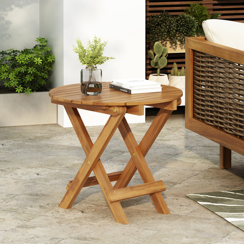 Table d'extérieur pliable, en bois avec finition et légère, convenant aux espaces restreints