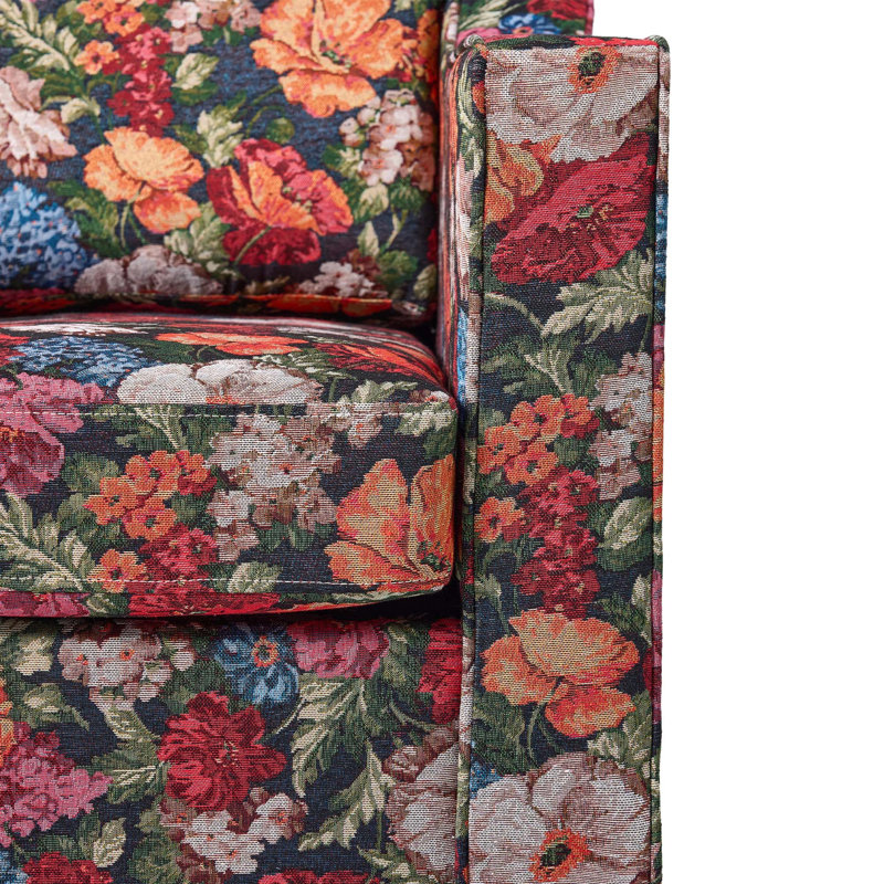 Upholstered Swivel Armchair, Black Floral