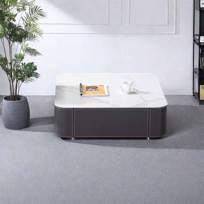 Square rock panel coffee table living room