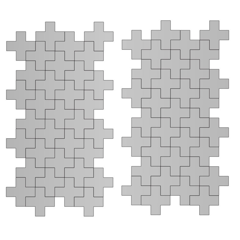 Décalcomanie murale à motifs croisés suisses, H 6 po x l 6 po x P 0,01 po, Argent