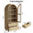 70.9" Tall Arched Storage Display Cabinet Bookshelf, Bookcase with Tempered Glass Door  & 2 Drawer-1519095485