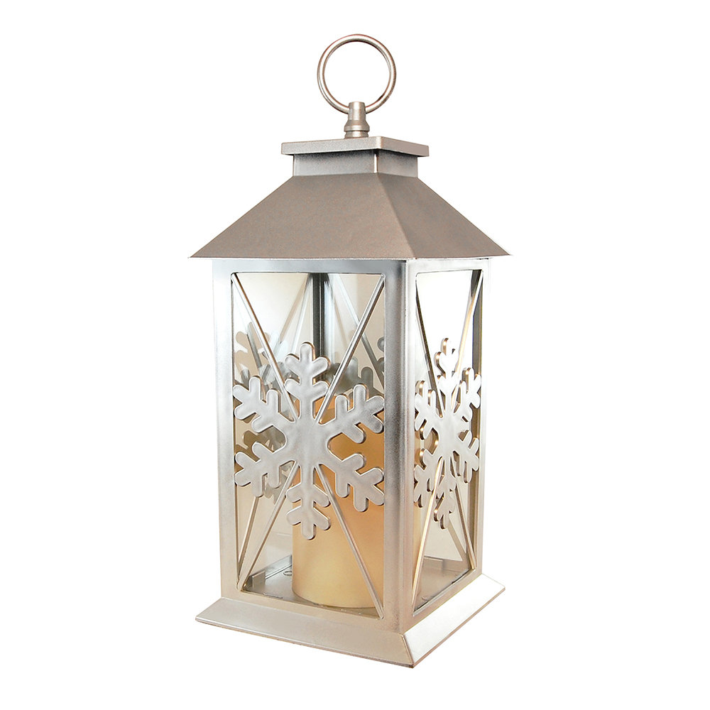 Silver Snowflake Lantern with Battery Operated Candle The Holiday Aisle®