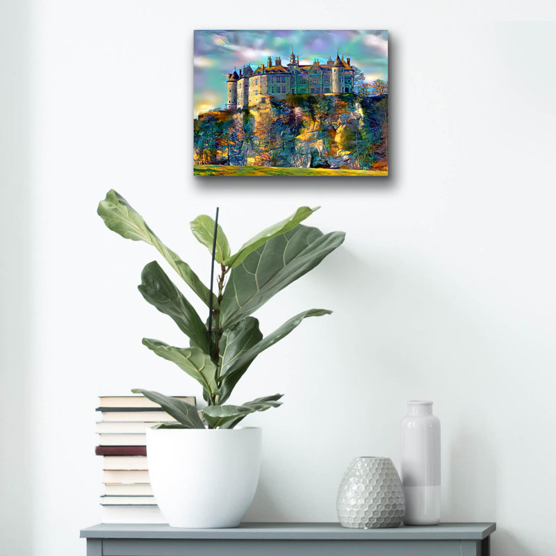  «Belgique Drehance Dinant Walzin Castle» par Pierre Gavidia, art mural en verre acrylique, 16 po x 12 po