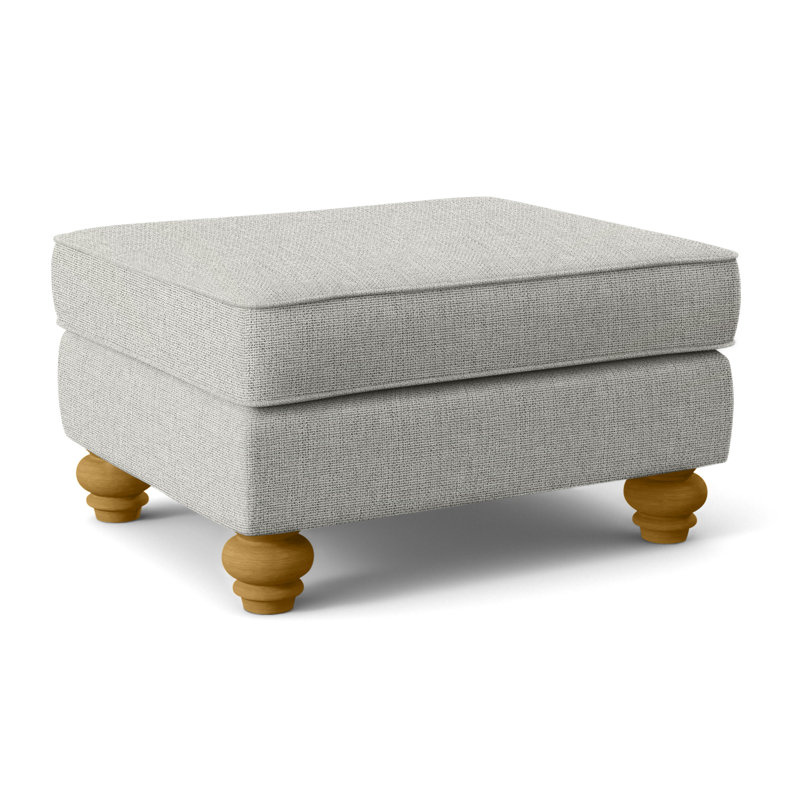 Lowell Upholstered Ottoman, Honey Finish, Taupe Plaid; 0126-73