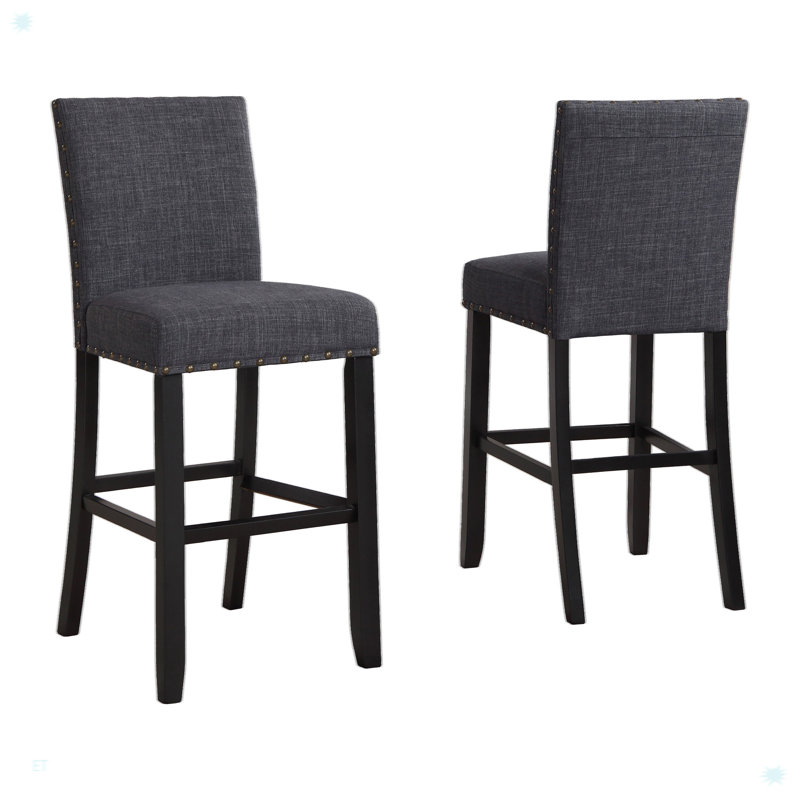 ExpressThrough Fabric Bar Stools with Nailhead Trim, Set of 2