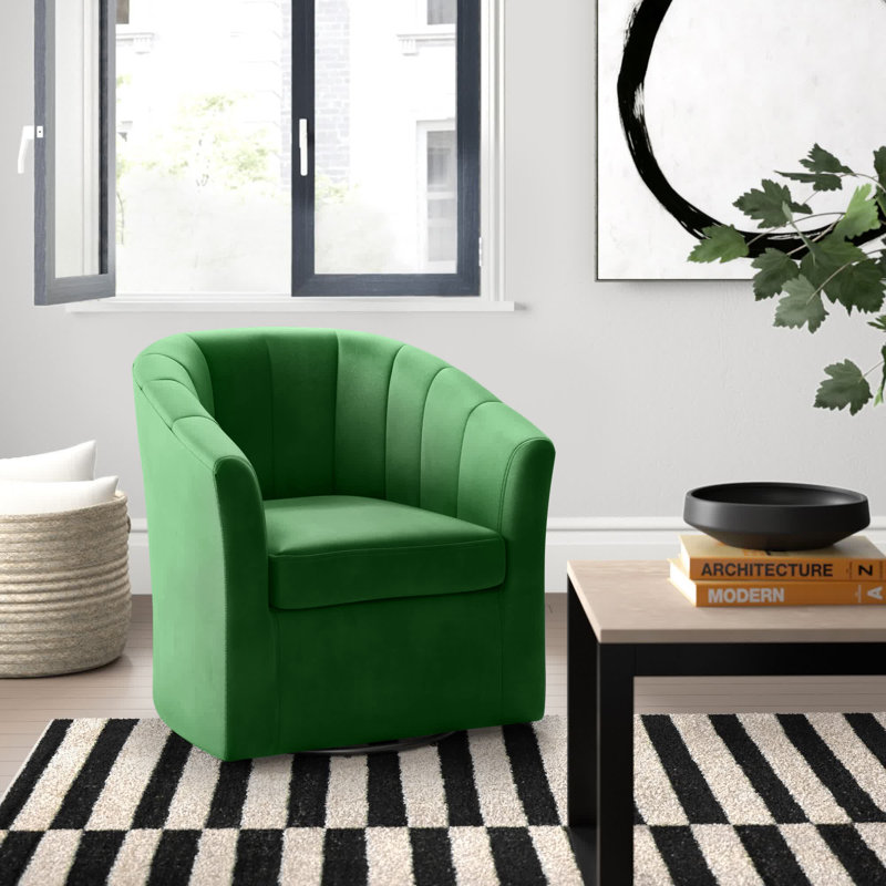 Modway Prospect Performance Velvet Swivel Armchair, Emerald Velvet