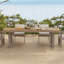 Table de salle à manger de patio, teck Tevara et table d'extérieur en aluminium pour 6 à 8 personnes avec structure résistante aux intempéries pour terrasse-1050107504-1050107506