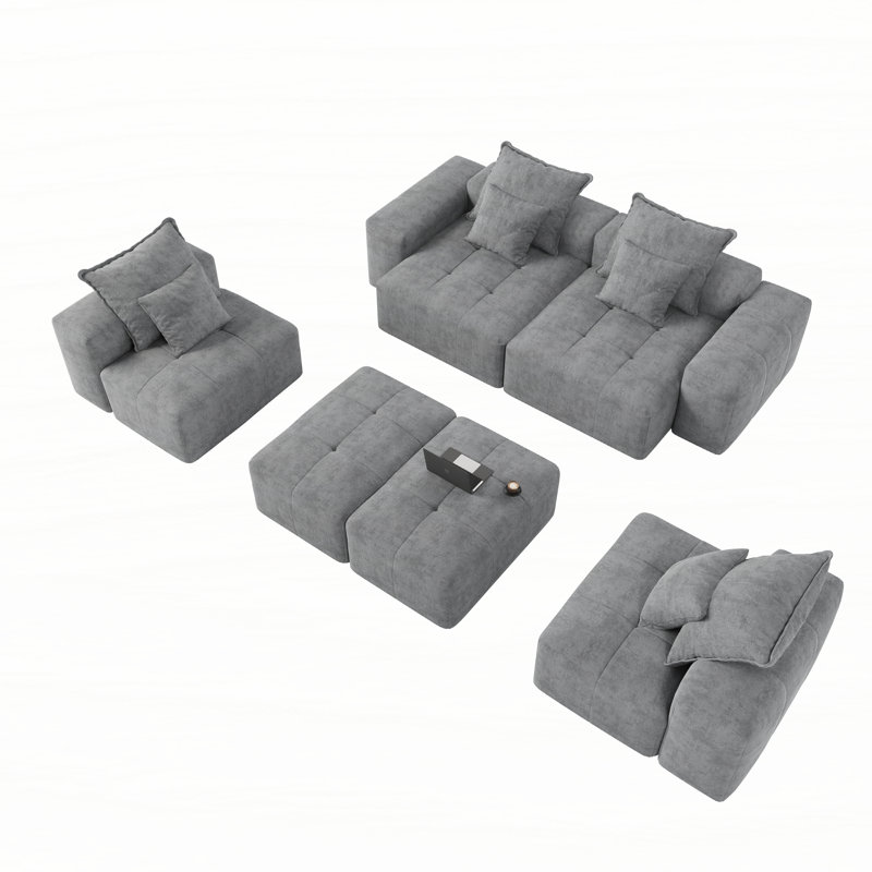 Boneless Modern Oversized Modular Sectional Sofa,Sparkling Chenille Fabric Soft Cushion Sofa with 8 Pillows,8 PCS DIY Combination Tufted Sofa,No Assembly Required,