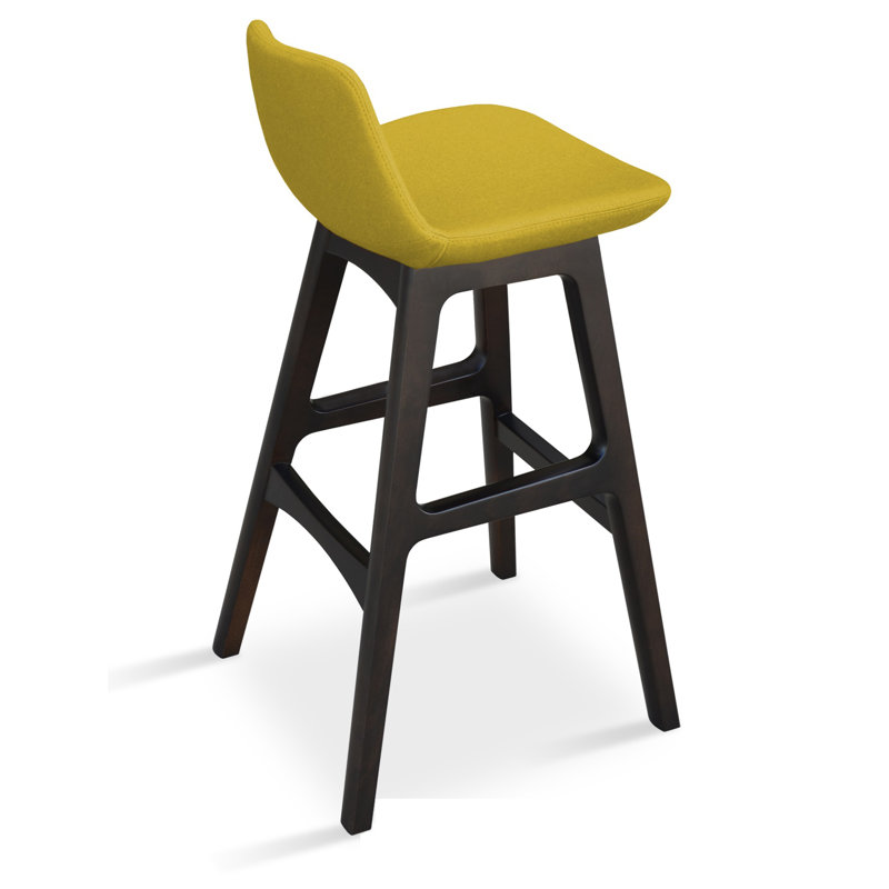 Tabouret de comptoir bar & Pera, Bois de hêtre wengé, Similicuir gris, Tabouret de bar (siège d'une hauteur de 29 po)
