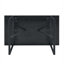 Table de salle à manger rectangulaire pour 4 personnes, en MDF et en métal, noir mat, style rétro minimaliste