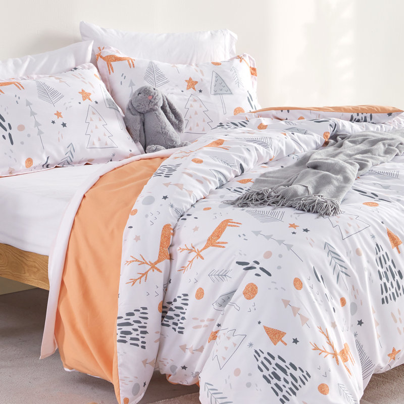  Space Rocket Reversible Duvet Cover Set, Full/Queen, Forest Deer