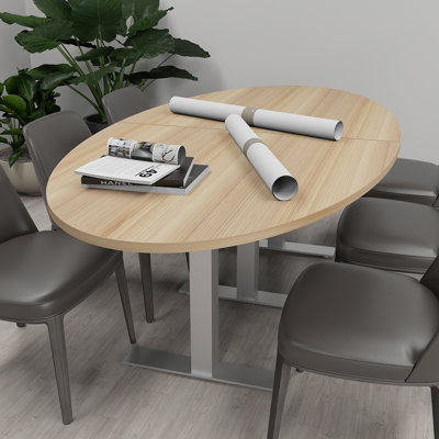Oval Shaped Conference Room Table with T Bases and Power and Data