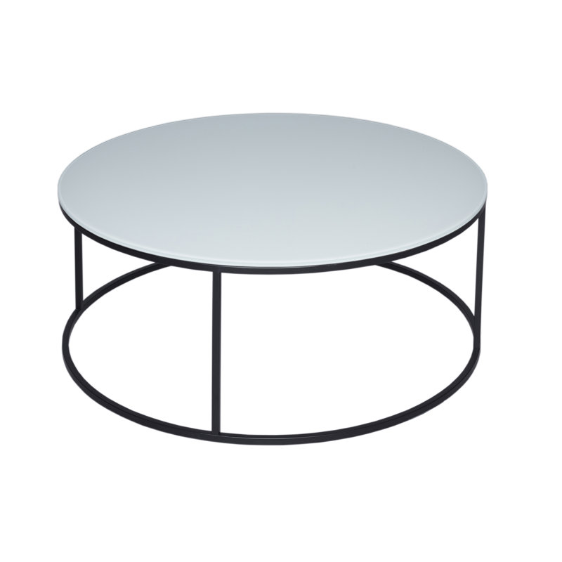 Licata Sled Coffee Table, White / Black, 39.6 cm H x 100 cm W x 100 cm D