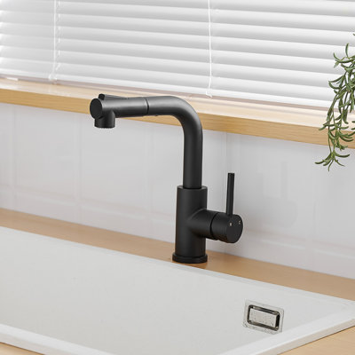 Robinet de lavabo, robinets de cuisine noirs avec douchette extractible, robinet de préparation pour mini-bar
