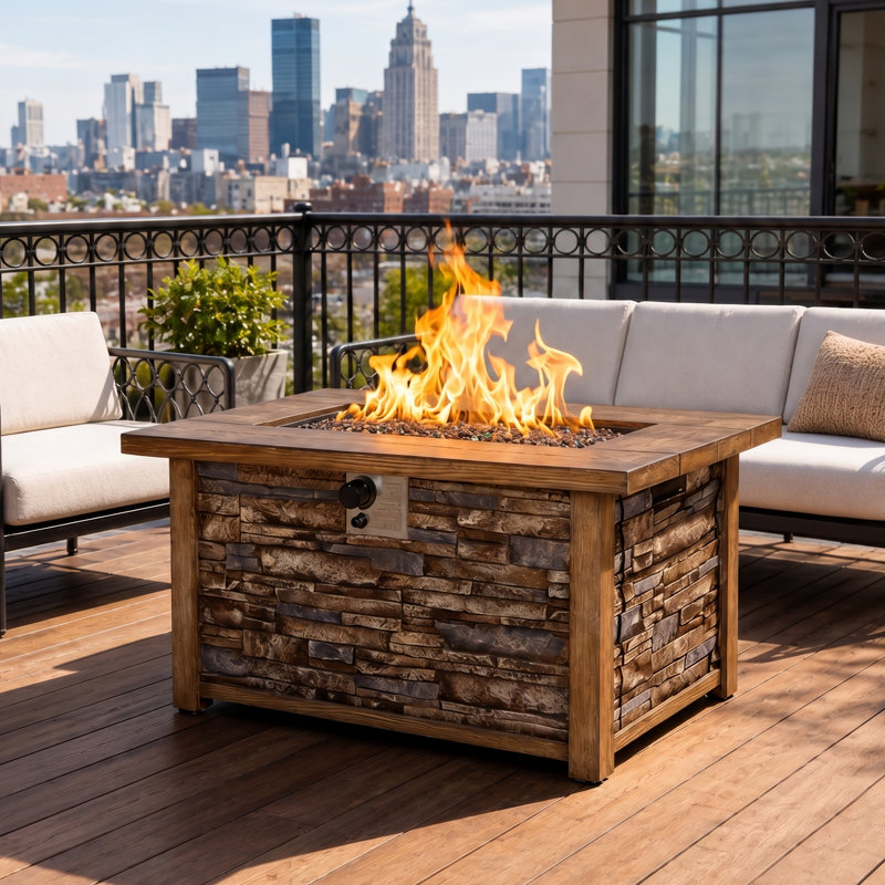 44 inch 50,000 BTU Outdoor Propane Fire Pit Table with TerraFab Finish and Adjustable Flame