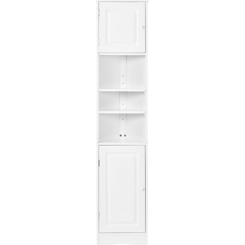 Armoire de rangement blanche tendance pour la salle de bain avec deux portes et étagères, Blanc