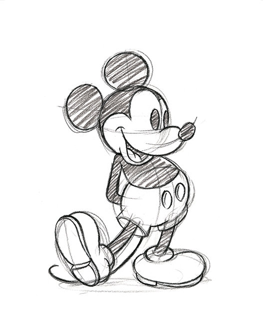 Mickey Mouse, Sketched - Single - Memorabilia Print, 80cm H x 60cm W, No Mount, Paper
