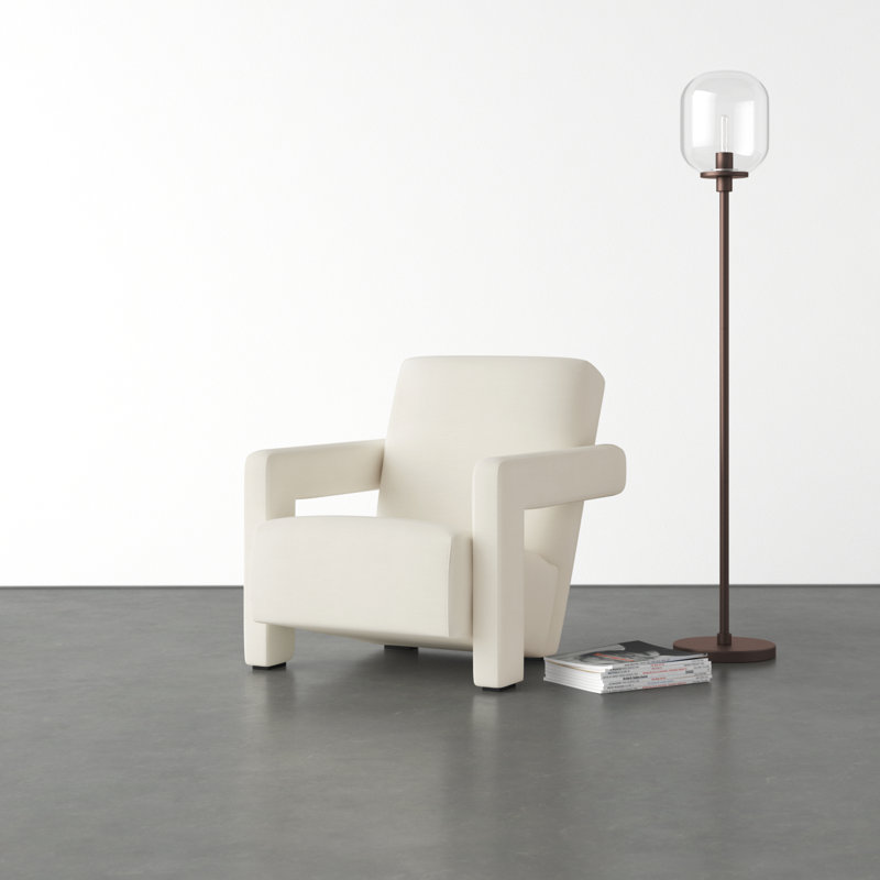 Olsen Modern Accent Chair, Ivory Velvet