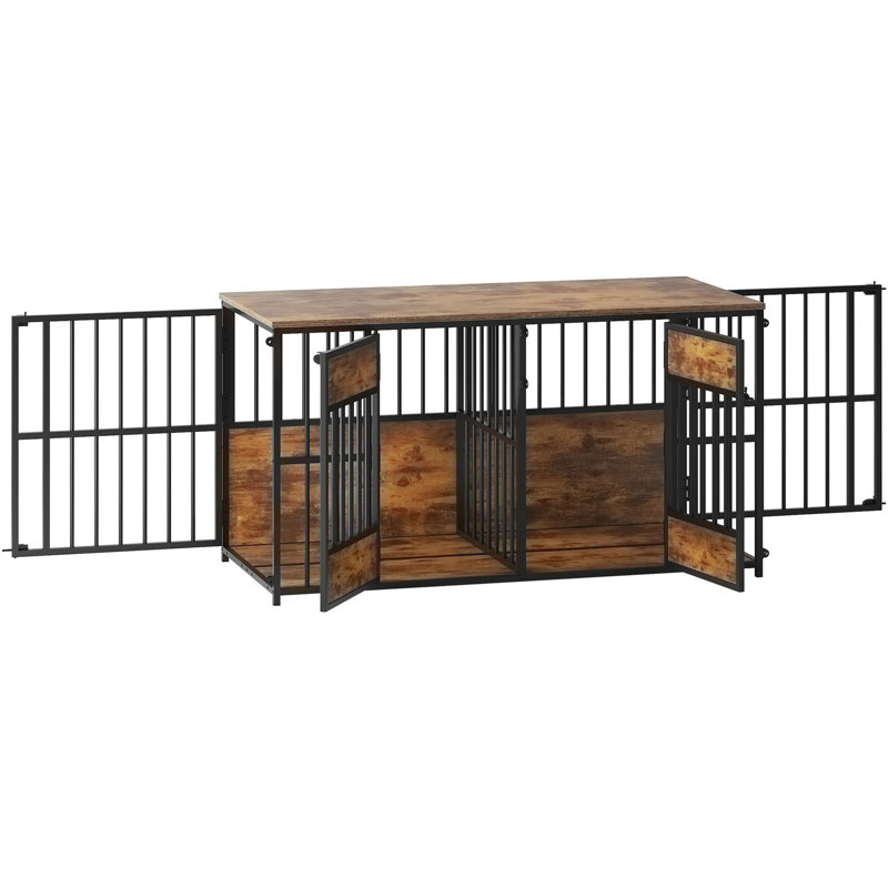 Caisse pour chien en bois avec grand chenil et rangement