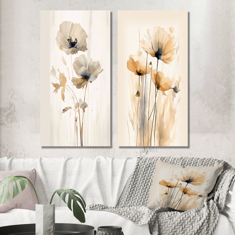 2 pièces sur toile - Coquelicots éclatants, Toile tendue, H 20 po x l 24 po